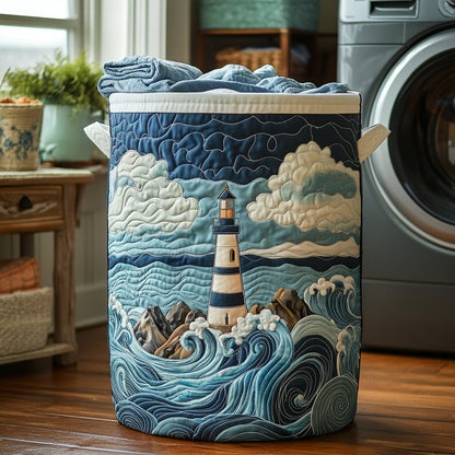 Panier à linge matelassé – Motif océan