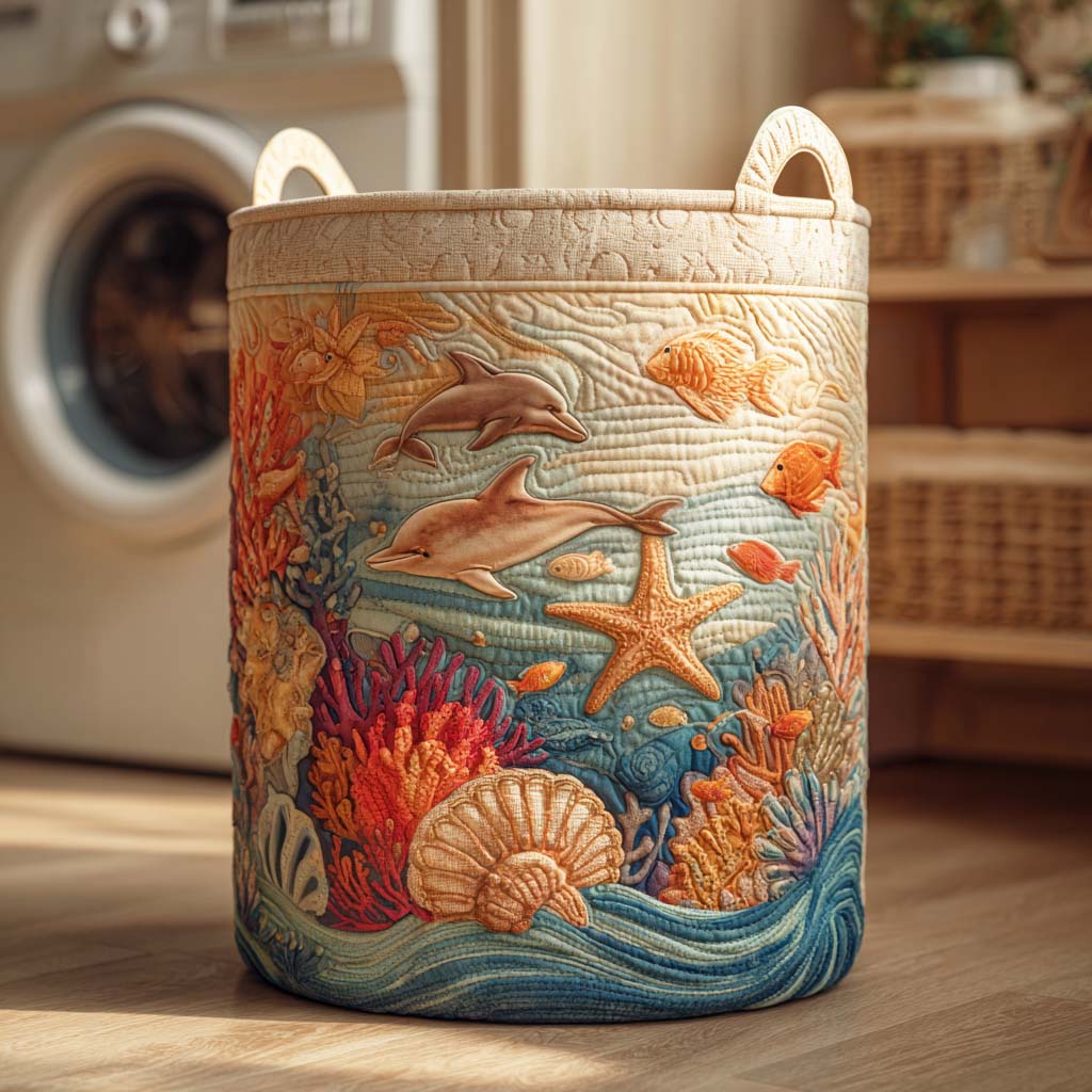 Panier à linge matelassé – Motif marin
