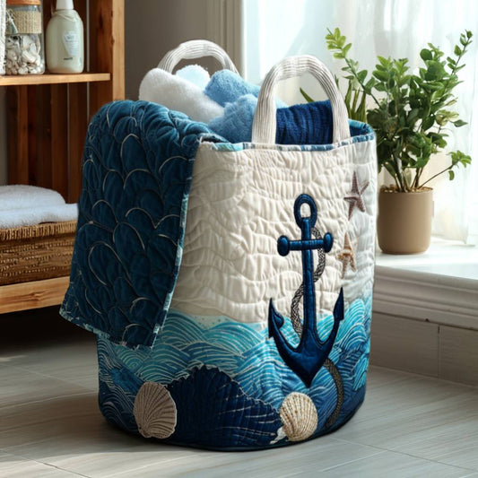 Panier à linge matelassé – Motif marin