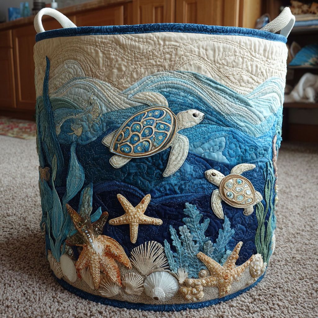 Panier à linge matelassé – Motif marin