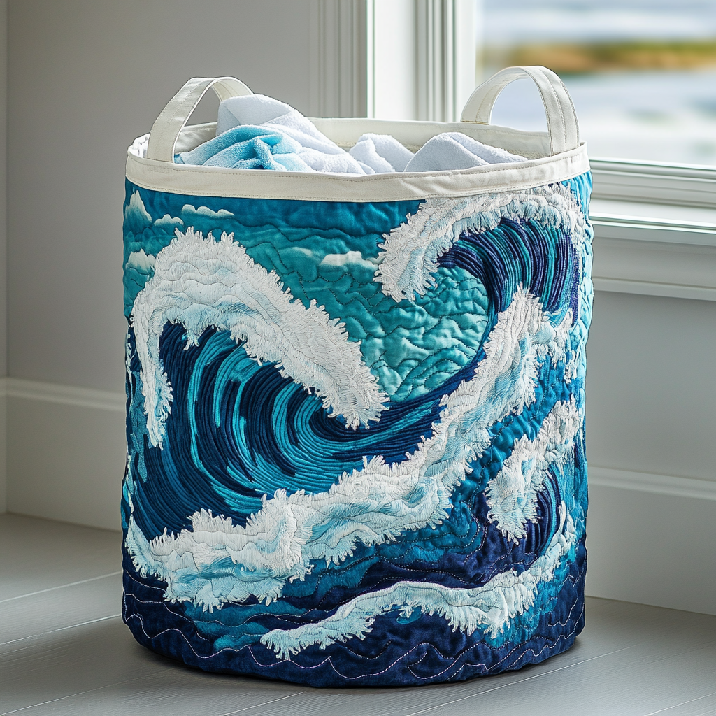 Panier à linge matelassé – Motif marin