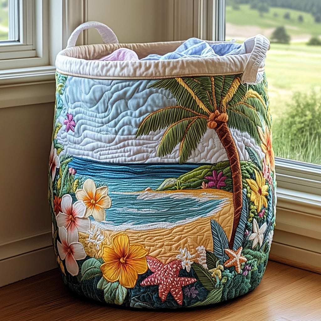 Panier à linge matelassé – Motif marin