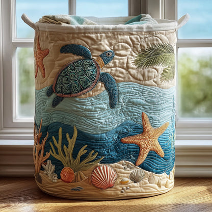 Panier à linge matelassé – Motif marin