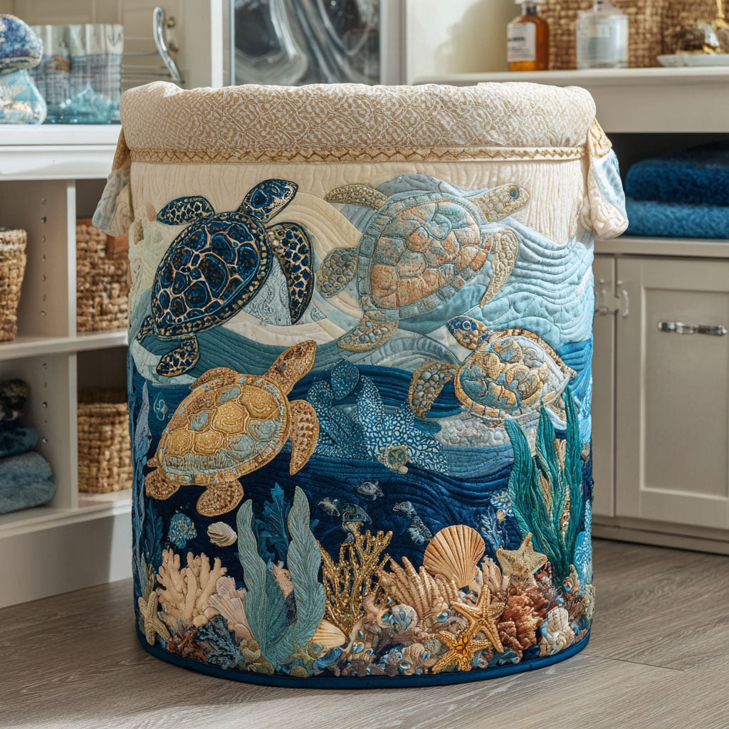 Panier à linge matelassé – Motif marin