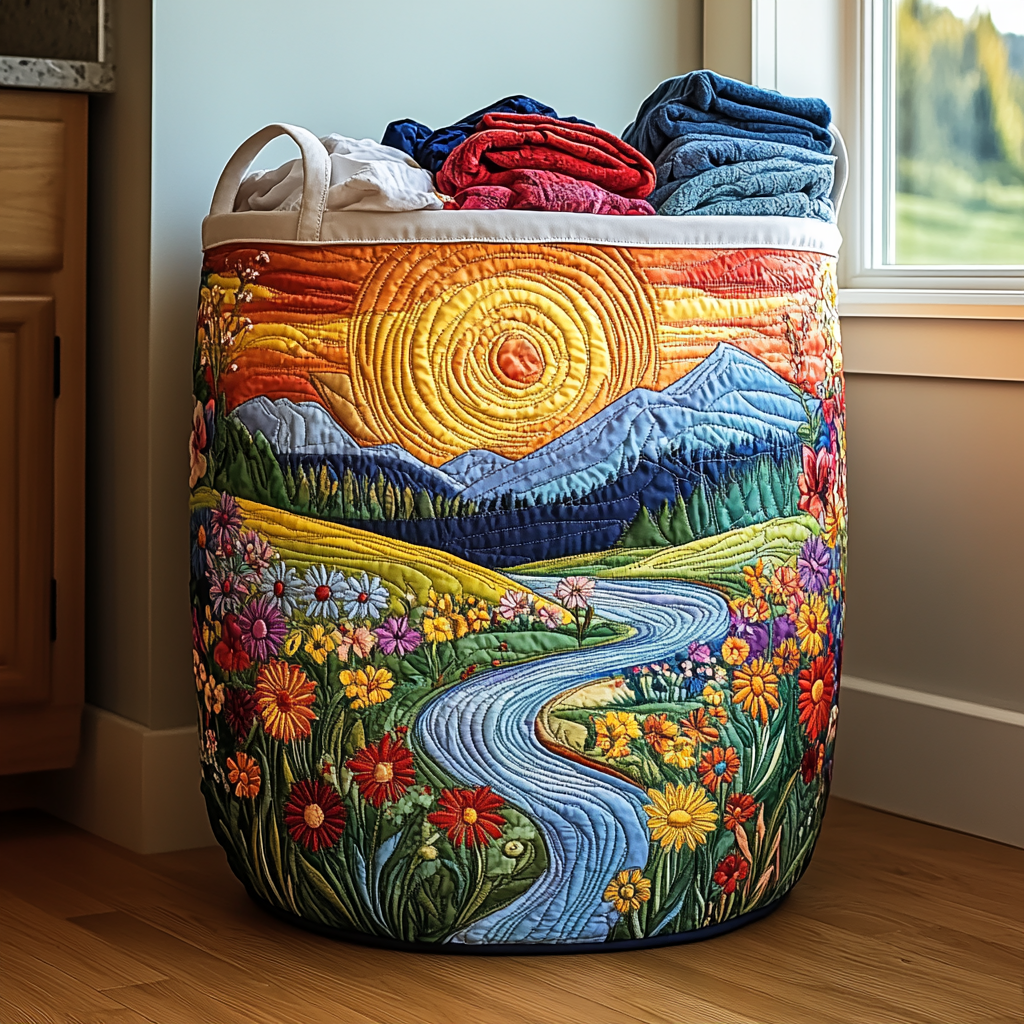 Panier à linge matelassé – Paysage naturel