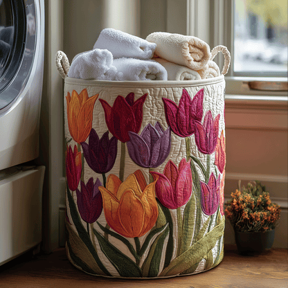 Panier à linge matelassé – Tulipes