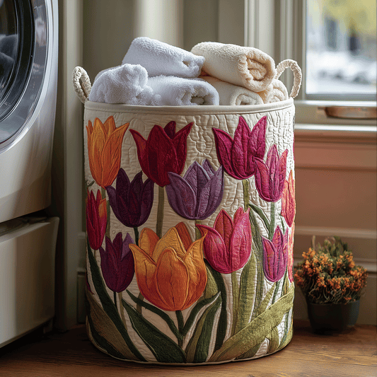 Panier à linge matelassé – Tulipes