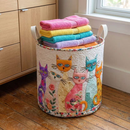 Panier à linge matelassé – Chat joyeux