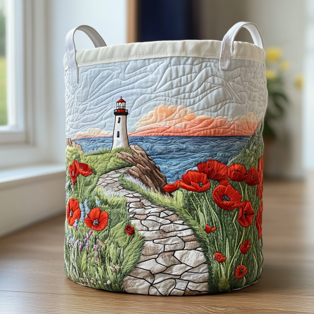 Panier à linge matelassé – Phare en mer