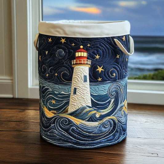 Panier à linge matelassé – Phare en mer