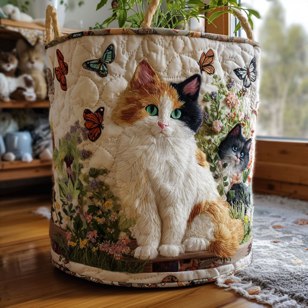 Panier à linge matelassé – Motif floral
