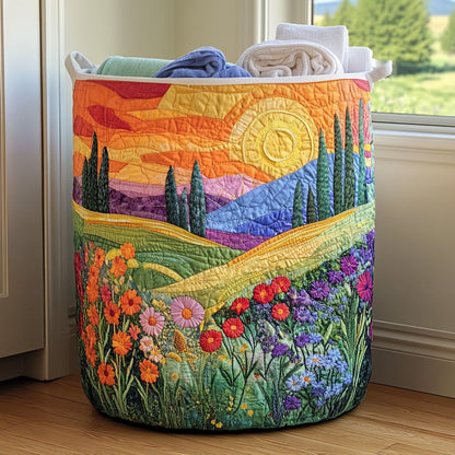 Panier à linge matelassé – Motif floral