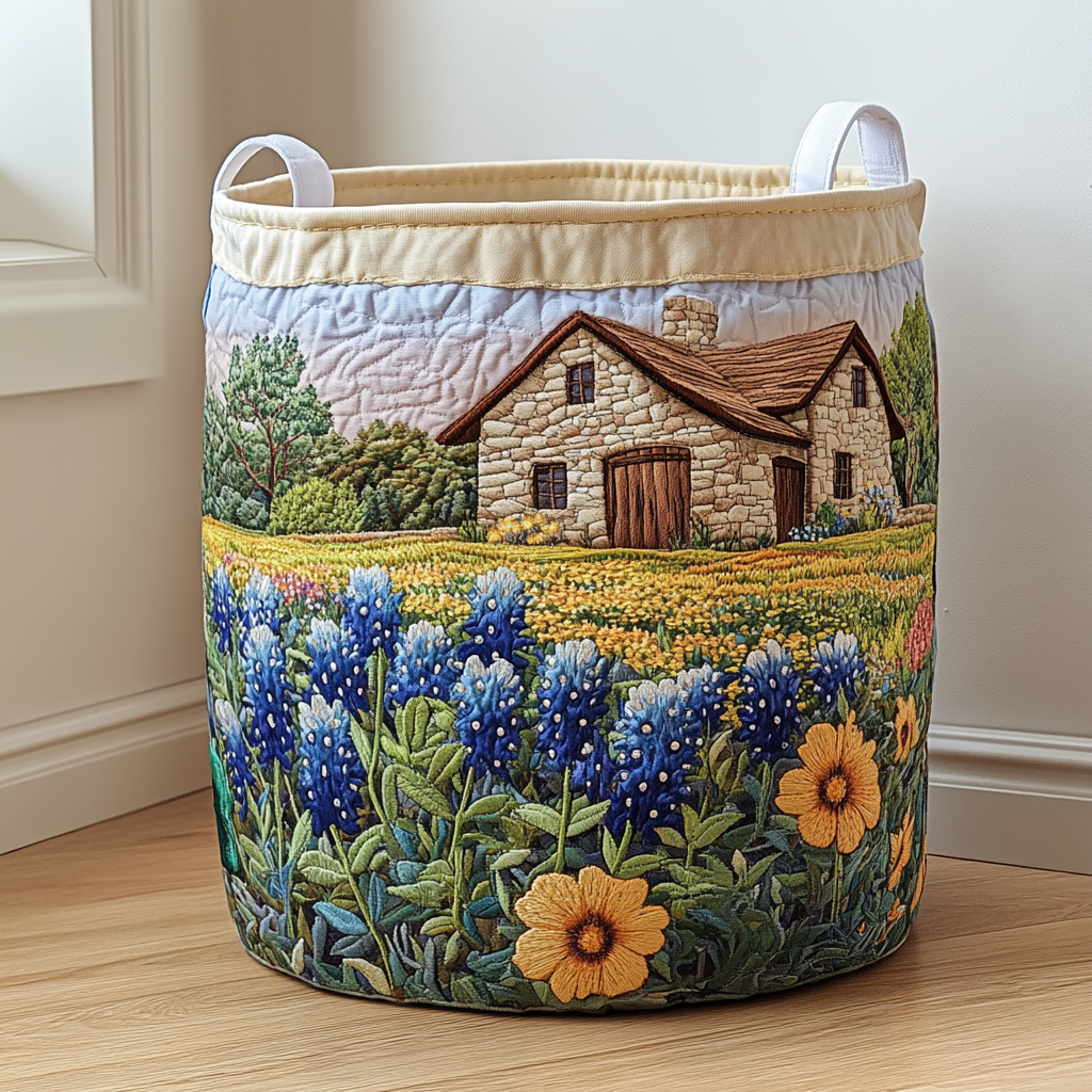 Panier à linge matelassé – Motif floral