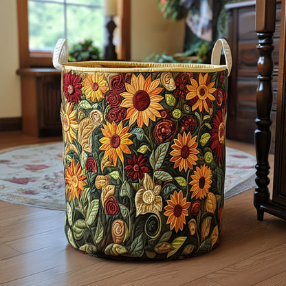 Panier à linge matelassé – Motif floral
