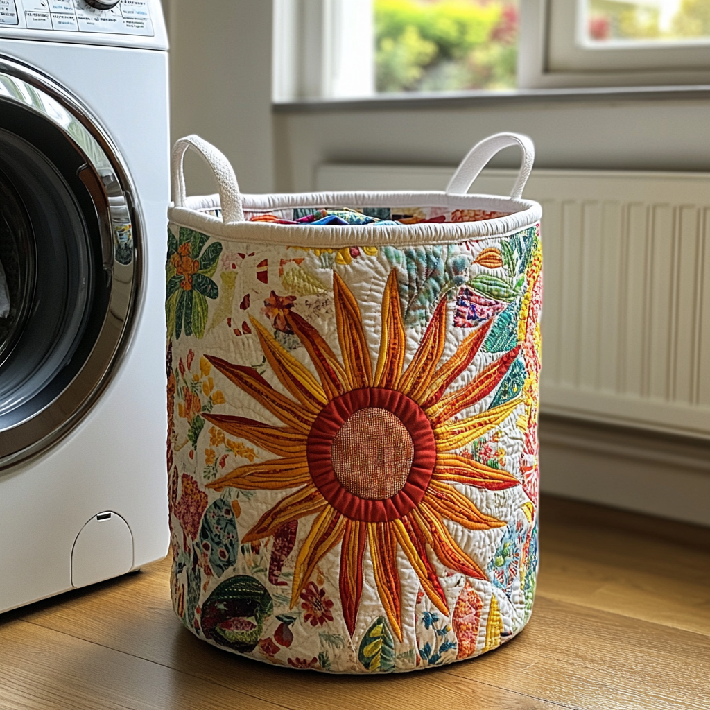 Panier à linge matelassé – Motif floral