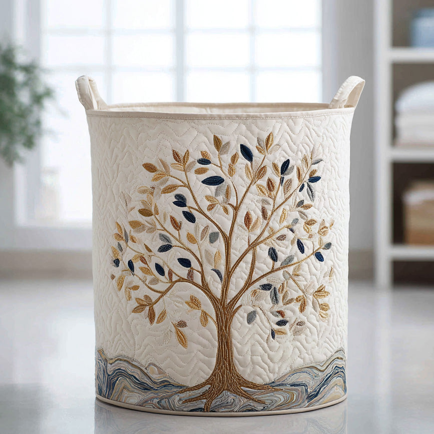 Panier à linge matelassé – Motif floral