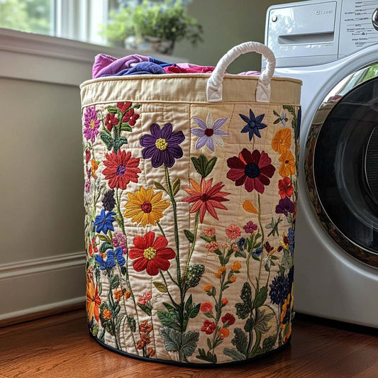 Panier à linge matelassé – Motif floral