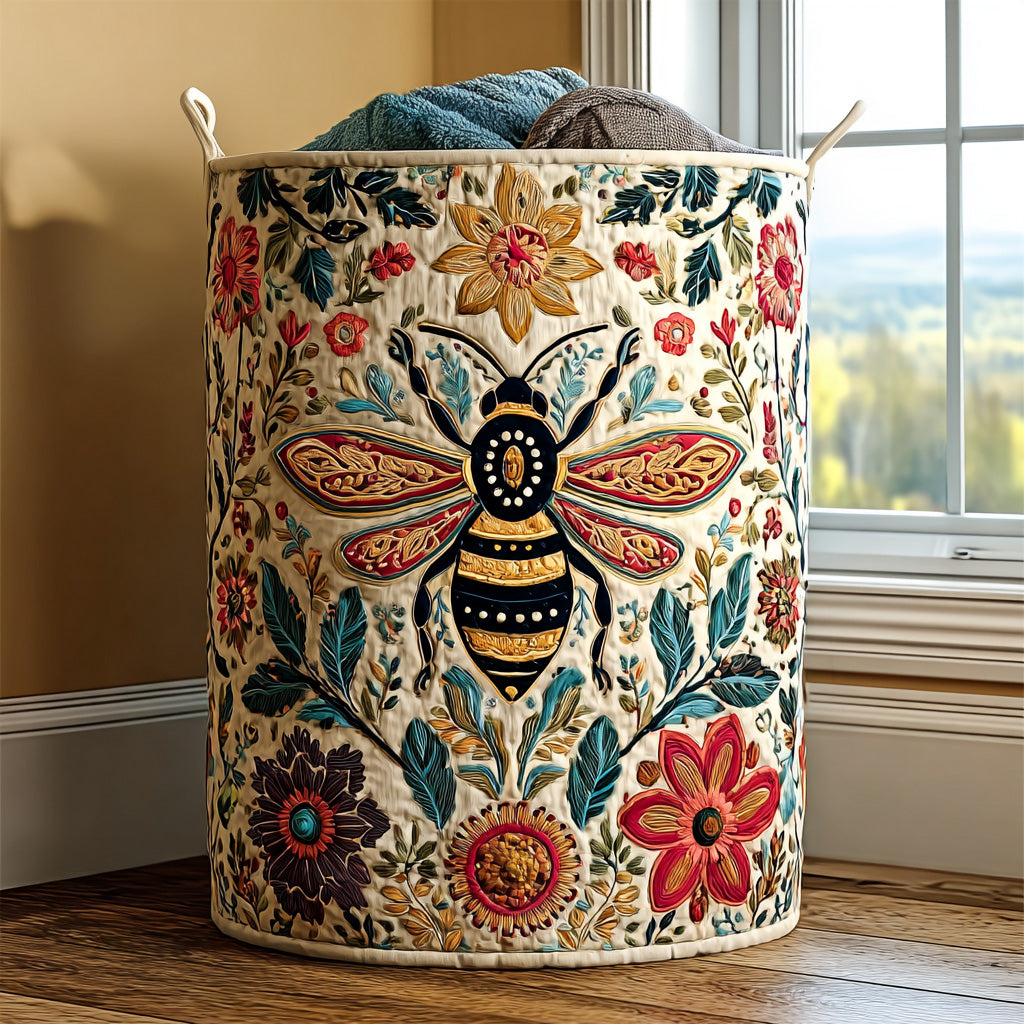 Panier à linge matelassé – Motif floral