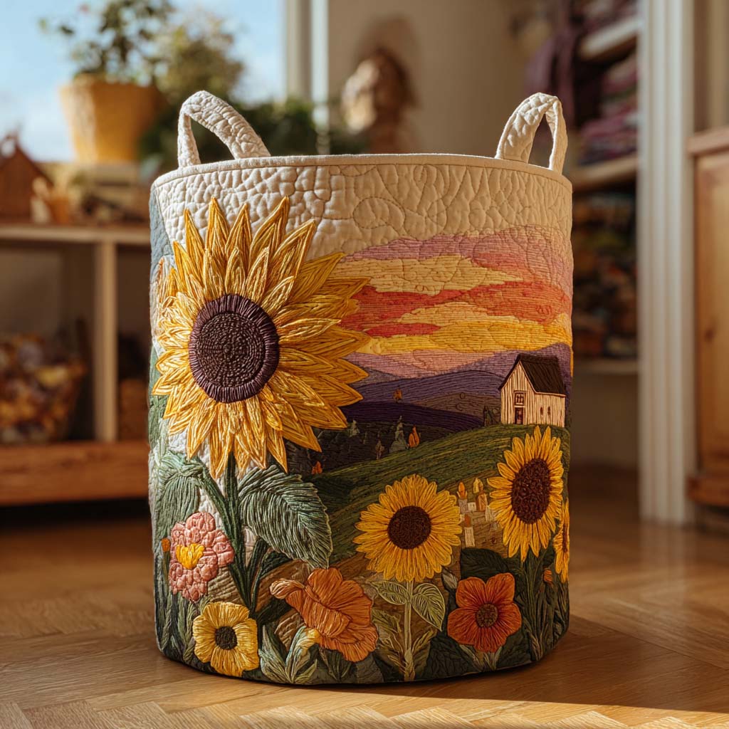 Panier à linge matelassé – Motif floral