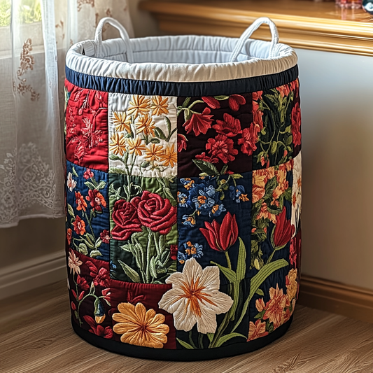 Panier à linge matelassé – Motif floral
