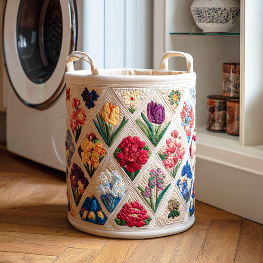 Panier à linge matelassé – Motif floral