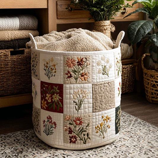 Panier à linge matelassé – Motif floral