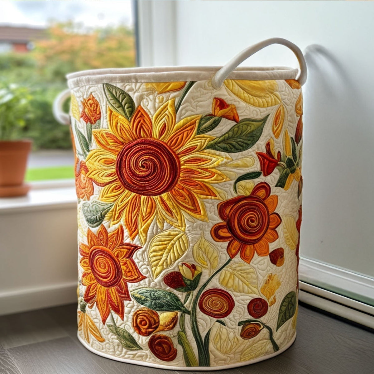Panier à linge matelassé – Motif floral